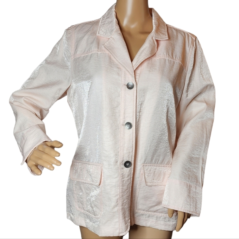 Chico's Light Pink Shiny Shacket.